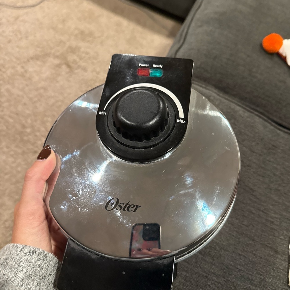 Oster Silver Waffle Maker with Black Accents